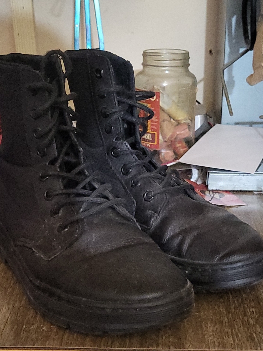 Men's Black Lace-Up Canvas Boots - Picture 5 of 5